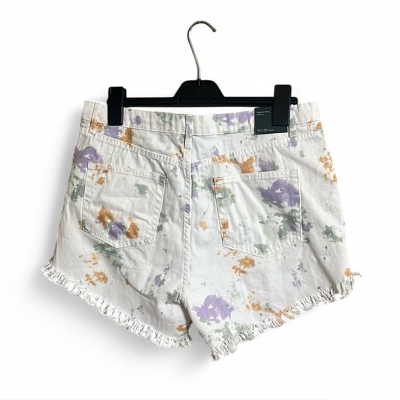 Wild Fable Shorts Sz 16 Frayed Hem High Waisted Splattered Print Tie Dye Denim - Picture 4 of 8